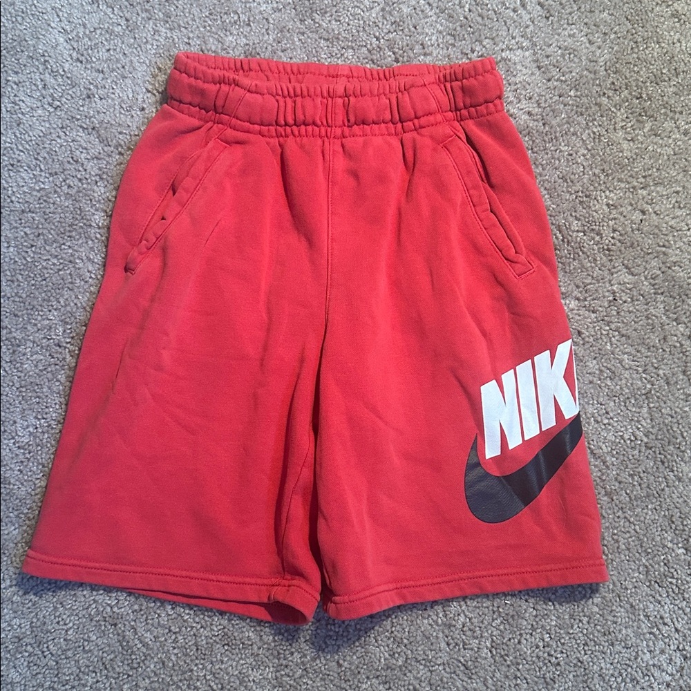 Nike Red Athletic Shorts with Bold Logo